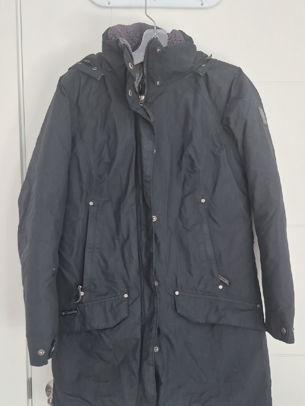 Columbia Women's Black Hooded Field Coat Down Filling